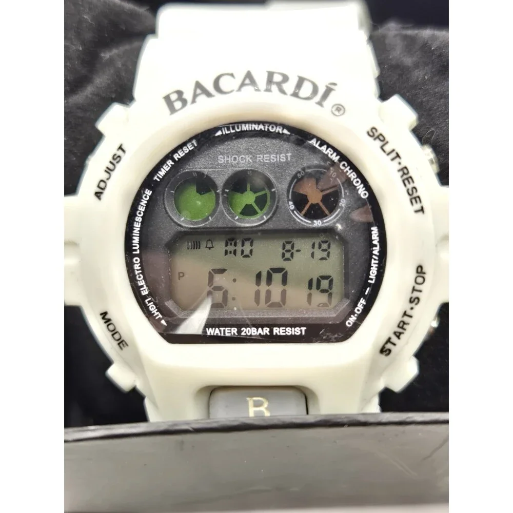 Bacardi Pineapple Fusion Digital Watch NIB + Bonus Barcadi O Mini Clk New Batts!